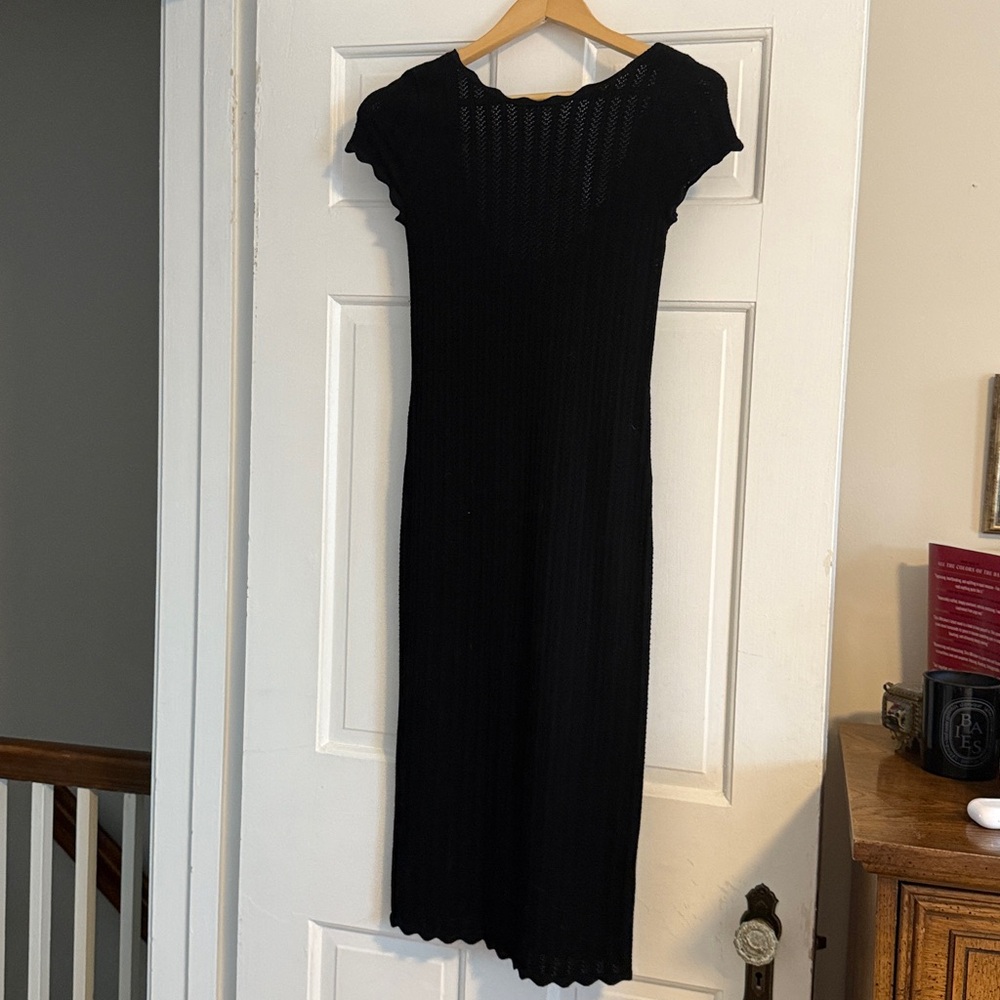 Aritzia Wilfred Black Ribbed Knit Maxi Dress